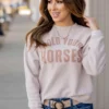 Hold Your Horses Ribbed Graphic Crewneck