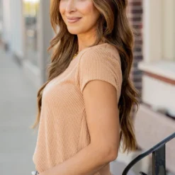 Heavily Ribbed Short Sleeve Tee -Women's Clothing Store untitled 9132 573904