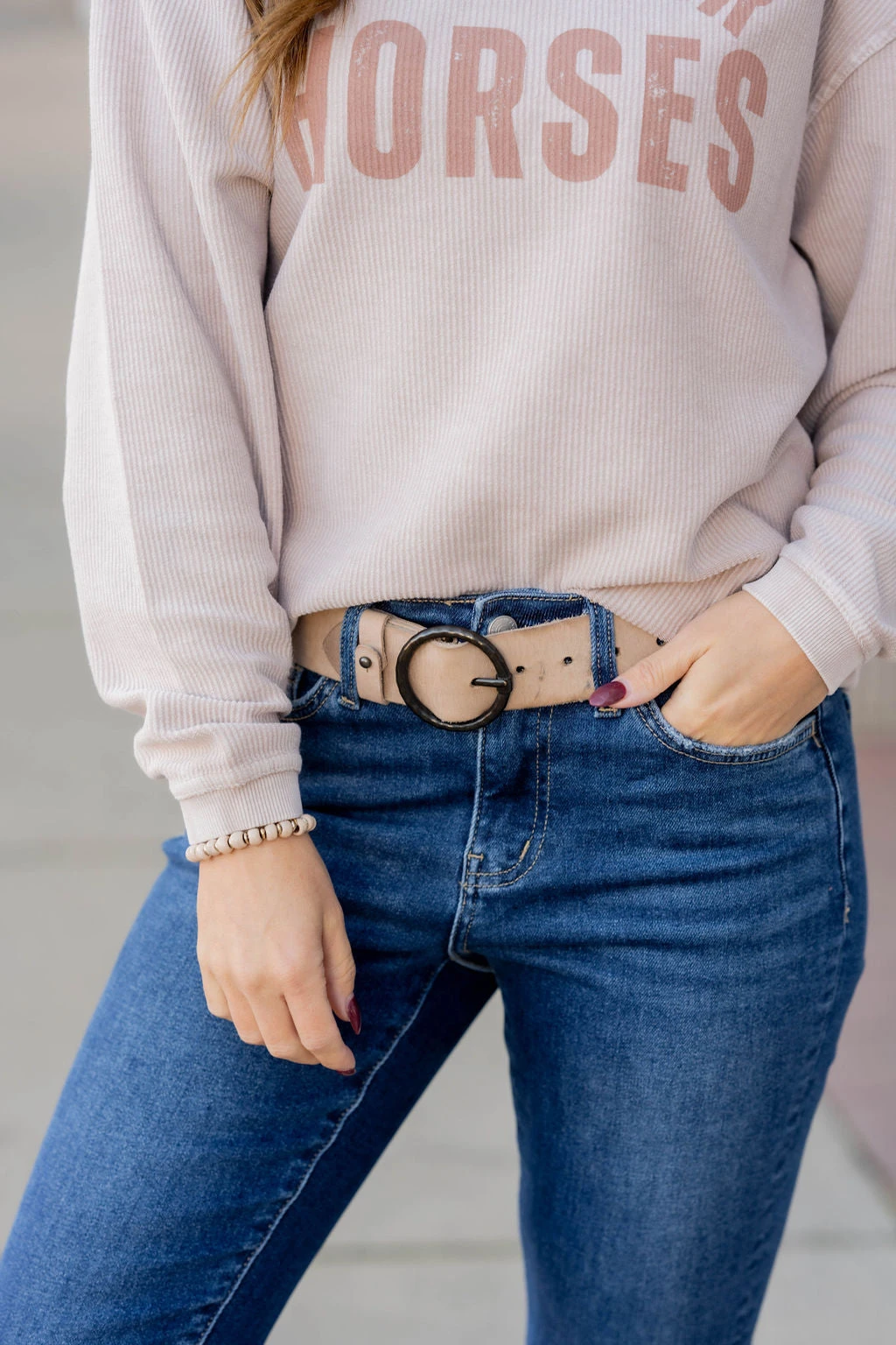 Hold Your Horses Ribbed Graphic Crewneck 3 Hold Your Horses Ribbed Graphic Crewneck - Image 3