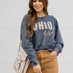 Ohio Girl Ribbed Graphic Crewneck