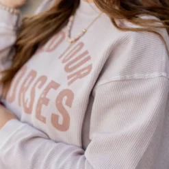 Hold Your Horses Ribbed Graphic Crewneck 10 Hold Your Horses Ribbed Graphic Crewneck -Women's Clothing Store untitled 9136