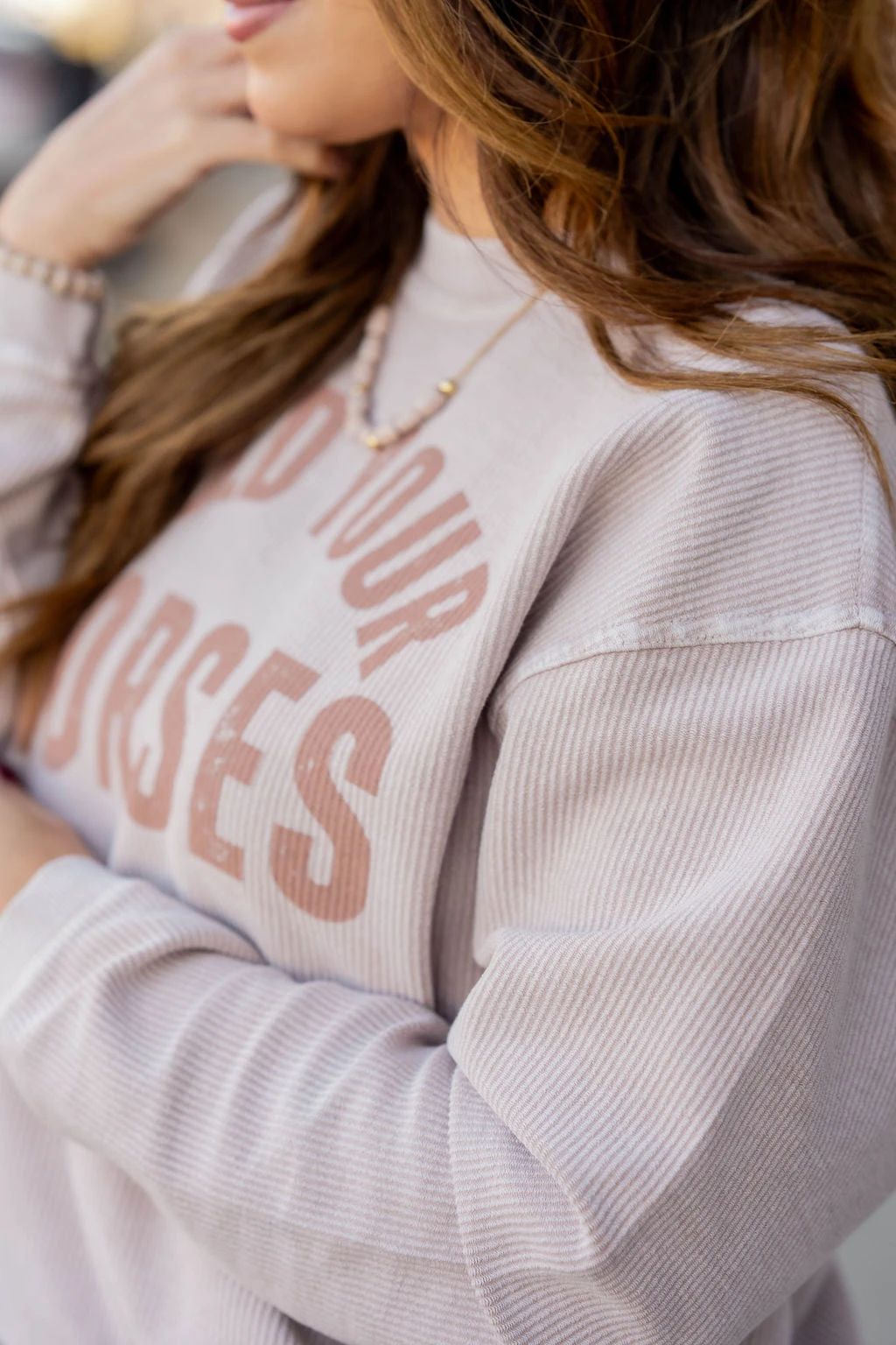 Hold Your Horses Ribbed Graphic Crewneck 5 Hold Your Horses Ribbed Graphic Crewneck - Image 5