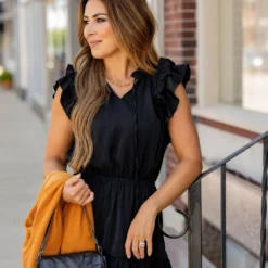 Dual Flutter Tiered Tie Top Dress -Women's Clothing Store untitled 9147 Copy 353799