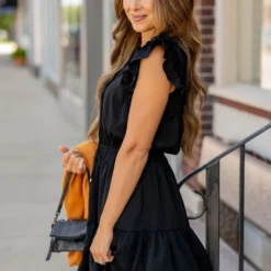 Dual Flutter Tiered Tie Top Dress -Women's Clothing Store untitled 9150 Copy 681396