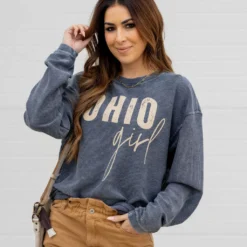 Ohio Girl Ribbed Graphic Crewneck 9 Ohio Girl Ribbed Graphic Crewneck -Women's Clothing Store untitled 9153