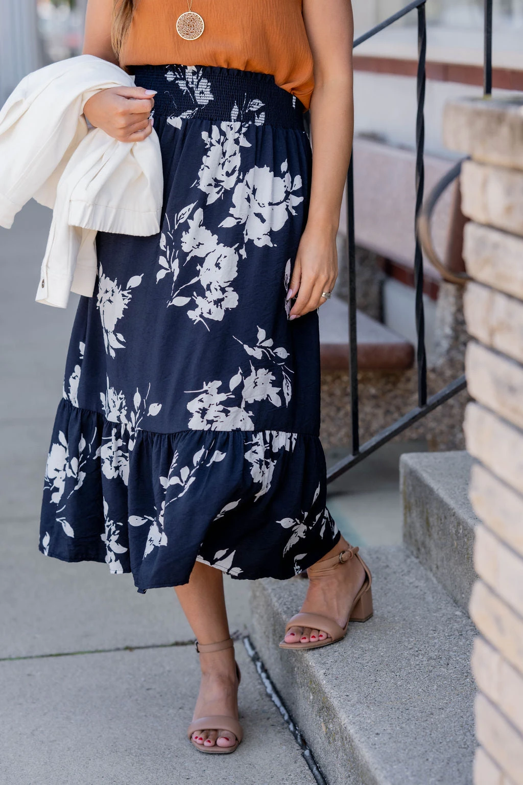 Blossoms Ruffle Bottom Midi Skirt 2 Blossoms Ruffle Bottom Midi Skirt - Image 2