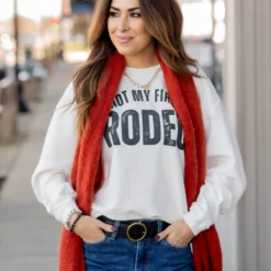 Not My First Rodeo Ribbed Graphic Crewneck