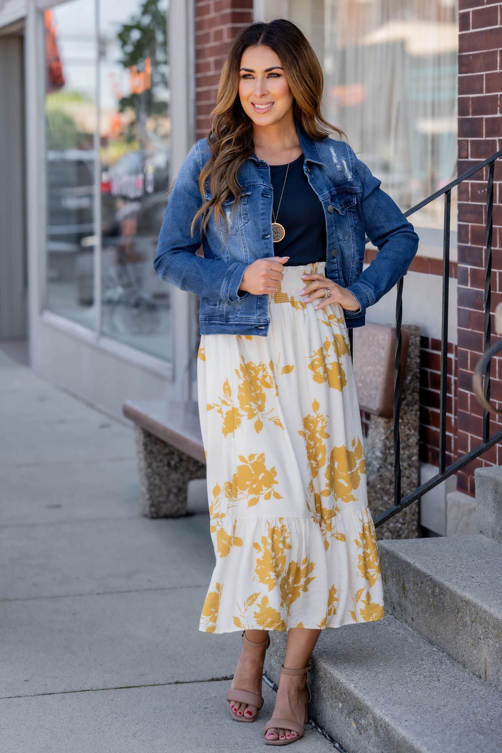 Blossoms Ruffle Bottom Midi Skirt 8 Blossoms Ruffle Bottom Midi Skirt - Image 8