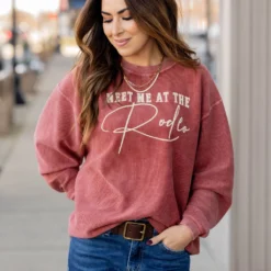 Meet Me At The Rodeo Ribbed Graphic Crewneck