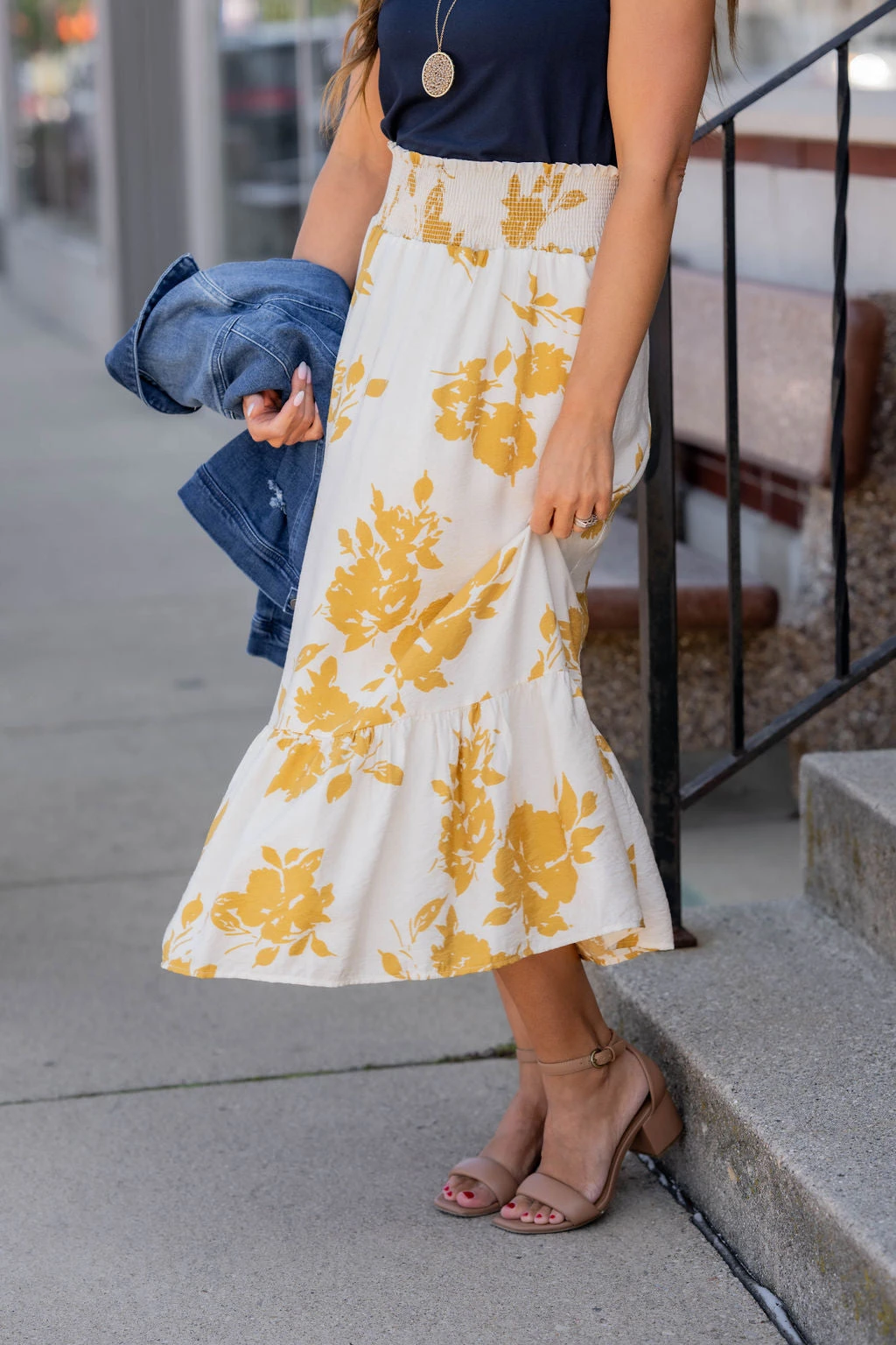 Blossoms Ruffle Bottom Midi Skirt 3 Blossoms Ruffle Bottom Midi Skirt - Image 3