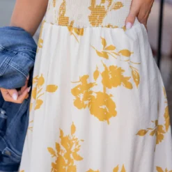 Blossoms Ruffle Bottom Midi Skirt