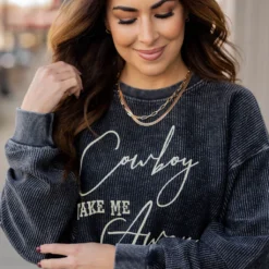 Cowboy Take Me Away Side Slit Ribbed Graphic Crewneck -Women's Clothing Store untitled 9200 67eec8ad 4ae4 4bac 88d0 f4affa0e6d40
