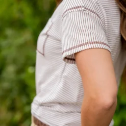 Bold Stitched Striped Pocket Tee -Women's Clothing Store untitled 9209