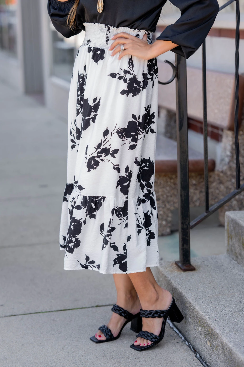 Blossoms Ruffle Bottom Midi Skirt 4 Blossoms Ruffle Bottom Midi Skirt - Image 4