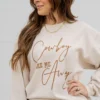 Cowboy Take Me Away Lightly Ribbed Graphic Crewneck