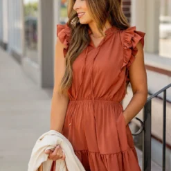 Dual Flutter Tiered Tie Top Dress