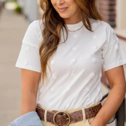 Monochrome Dotted Tee -Women's Clothing Store untitled 9238