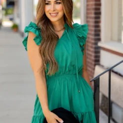 Dual Flutter Tiered Tie Top Dress -Women's Clothing Store untitled 9275 711032