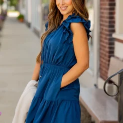 Dual Flutter Tiered Tie Top Dress -Women's Clothing Store untitled 9329 124618