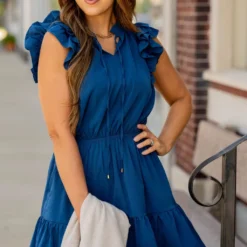 Dual Flutter Tiered Tie Top Dress -Women's Clothing Store untitled 9347 123111