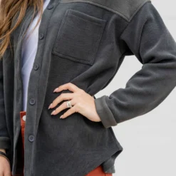 Solid Top Ribbed Shacket -Women's Clothing Store untitled 9369