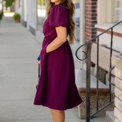 Puffed Sleeve Wrap Top Dress -Women's Clothing Store untitled 9408 904119