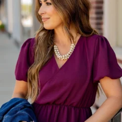 Puffed Sleeve Wrap Top Dress -Women's Clothing Store untitled 9412 1ee4d662 d366 4881 897d fd99d577bc6a 792343