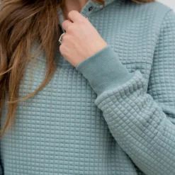 Large Quilted Button Accent Pullover -Women's Clothing Store untitled 9425