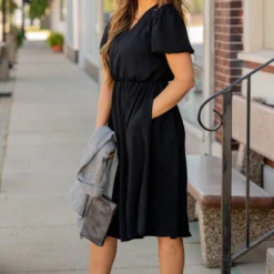 Puffed Sleeve Wrap Top Dress -Women's Clothing Store untitled 9438 173562