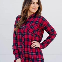 Pretty In Plaid Tunic Blouse