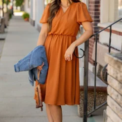 Puffed Sleeve Wrap Top Dress