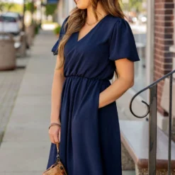 Puffed Sleeve Wrap Top Dress -Women's Clothing Store untitled 9509 688417