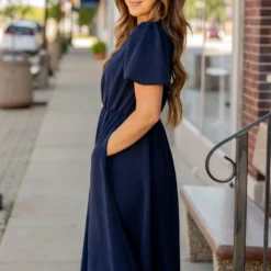 Puffed Sleeve Wrap Top Dress -Women's Clothing Store untitled 9511 128836