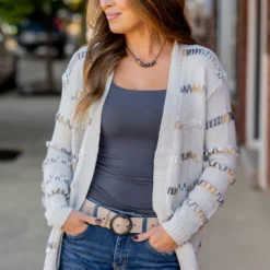 Multi Color Stitch Accented Cardigan 34 Multi Color Stitch Accented Cardigan -Women's Clothing Store untitled 9532