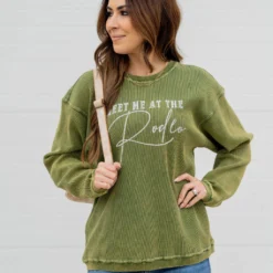 Meet Me At The Rodeo Waffled Graphic Crewneck