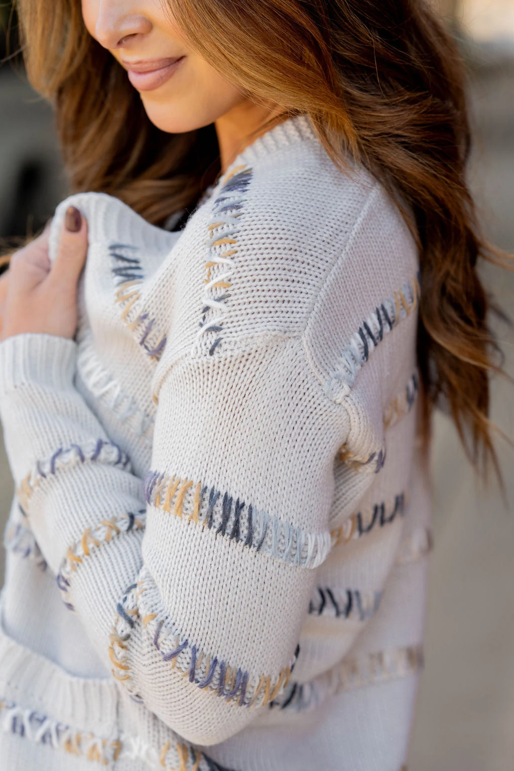 Multi Color Stitch Accented Cardigan 10 Multi Color Stitch Accented Cardigan - Image 10