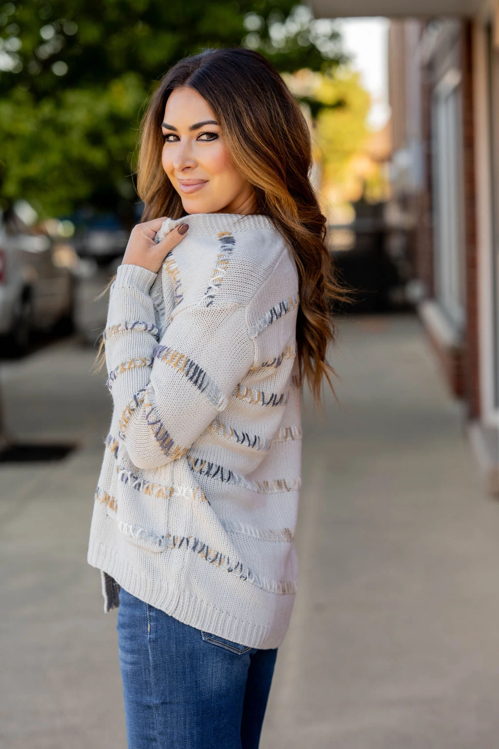 Multi Color Stitch Accented Cardigan 17 Multi Color Stitch Accented Cardigan - Image 17