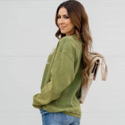 Meet Me At The Rodeo Waffled Graphic Crewneck -Women's Clothing Store untitled 9557