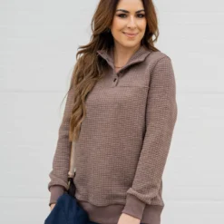 Large Quilted Button Accent Pullover -Women's Clothing Store untitled 9602