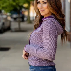 Thin Scalloped Stripes Hoodie -Women's Clothing Store untitled 9649 9a6a5f58 491b 4298 a47f 5b4c4b4094c8