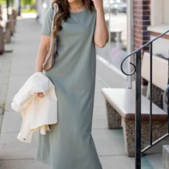 Half Sleeve Side Slit Midi Dress -Women's Clothing Store untitled 9663 c21f827e ac57 45f2 bd1b 54377d73a4d9
