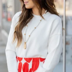 Raw Stitched Side Slit Sweater 38 Raw Stitched Side Slit Sweater -Women's Clothing Store untitled 9685