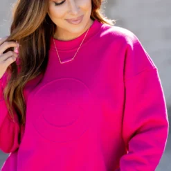 Smiley Embossed Crewneck -Women's Clothing Store untitled 9685 5943c7b1 769b 4978 a1c6 662db3465acf