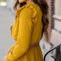 Ruched Shoulder Flutter Trim Dress -Women's Clothing Store untitled 9700 f48a5924 a8e4 4d42 bbc1 ffef9c4cc3f8