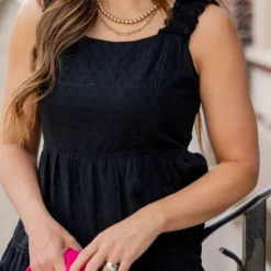 Stitched Dots Ruched Strap Dress -Women's Clothing Store untitled 9723