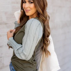 Dotted Lines Sleeve Tee -Women's Clothing Store untitled 9730 414698