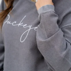 Cursive Buckeyes Ribbed Graphic Crewneck -Women's Clothing Store untitled 9731 f058737f 8718 481c b1f0 588527c7233a