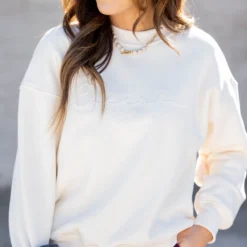 Cheerful Cursive Embossed Crewneck