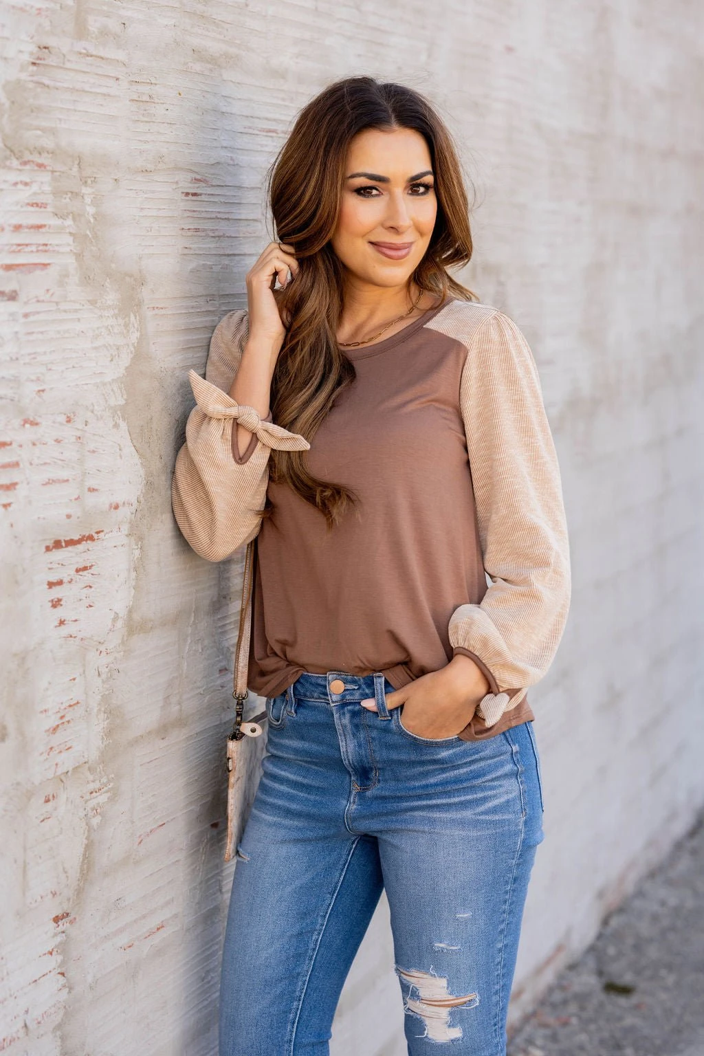 Ribbed Tie Sleeve Tee 11 Ribbed Tie Sleeve Tee - Image 11