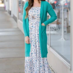 Waffled Two Pocket Tunic Cardigan -Women's Clothing Store untitled 9812